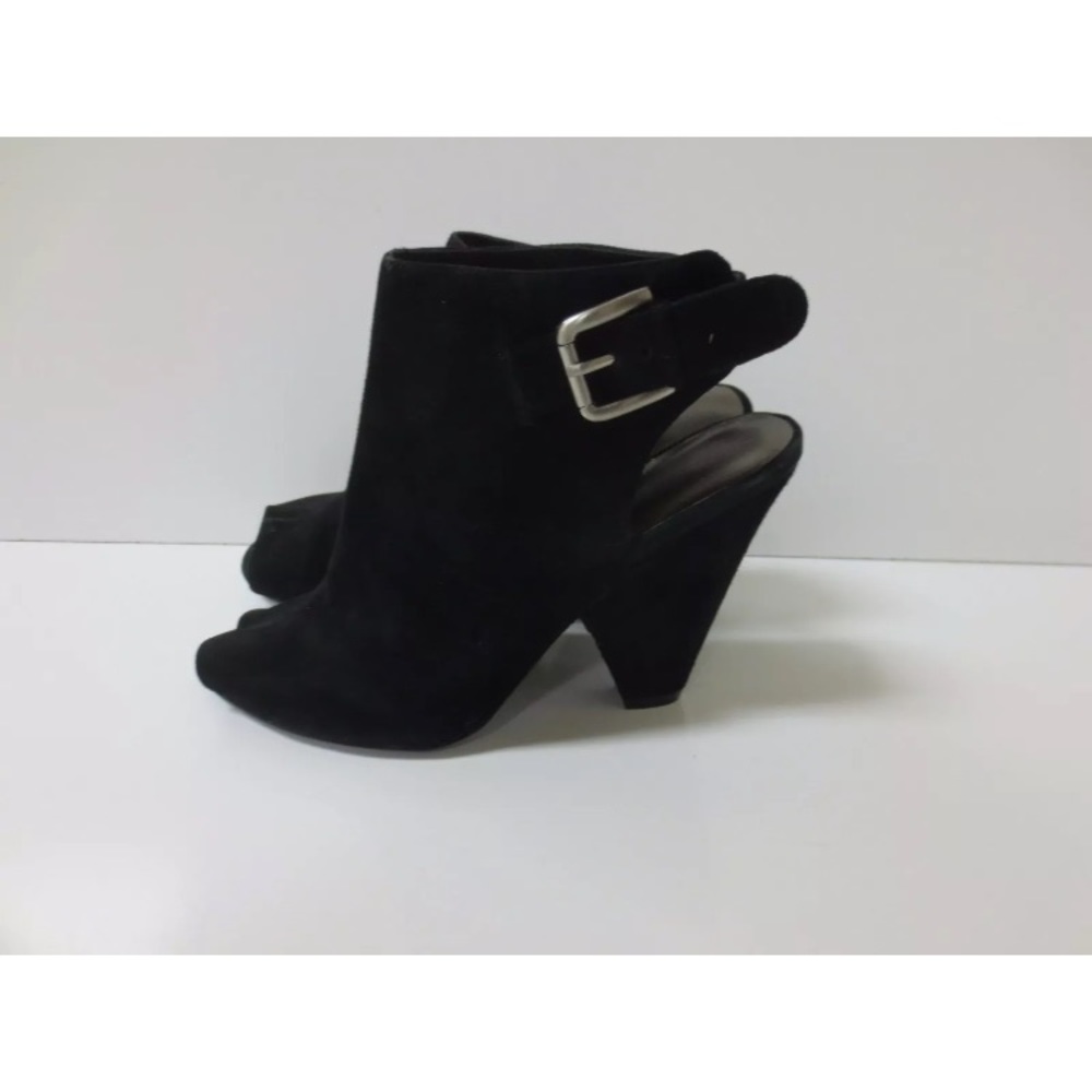 Nine west black suede peep toe sling backs Euc